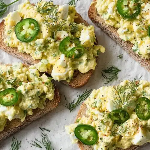 Cottage cheese egg salad in white bowl with dill