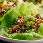 Ground beef lettuce wraps served in Bibb lettuce