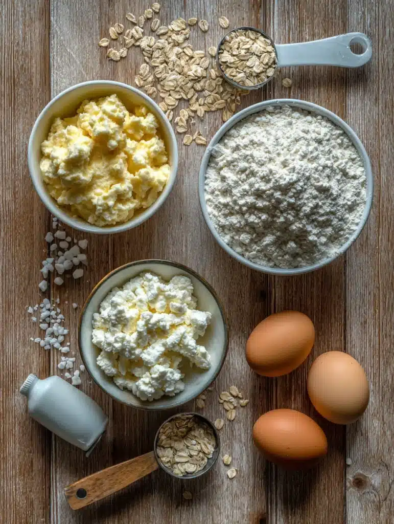 Ingredients for high protein waffles on kitchen counter