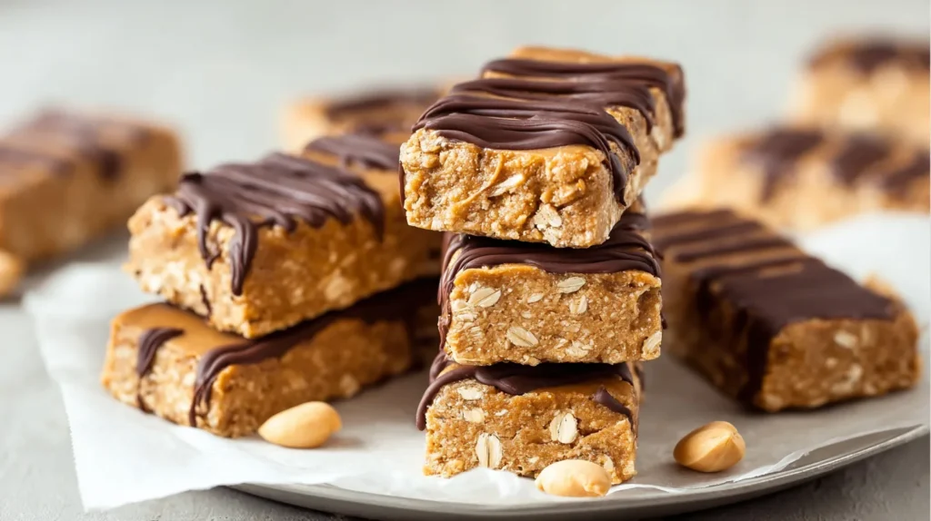 Homemade protein bars cut on parchment paper