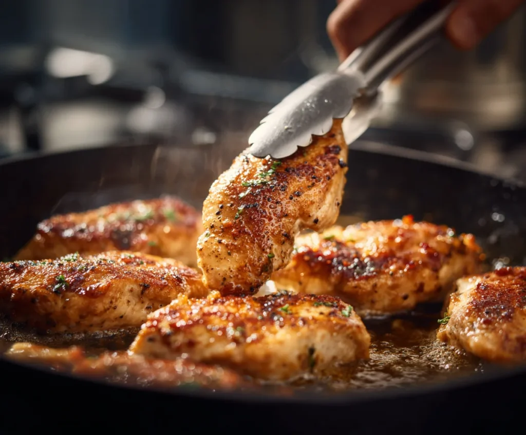 searing chicken breasts for keto crack chicken in skillet