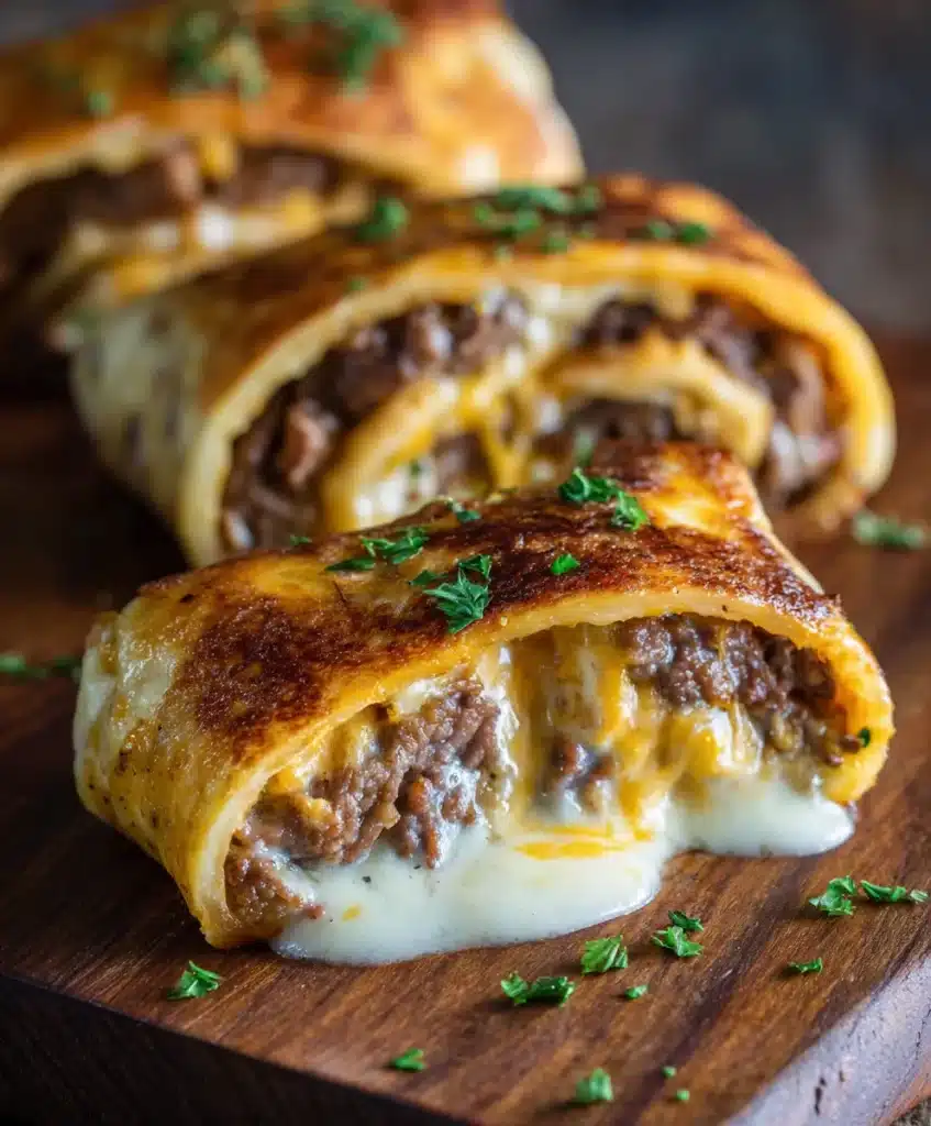 Close-up of keto Philly roll filling