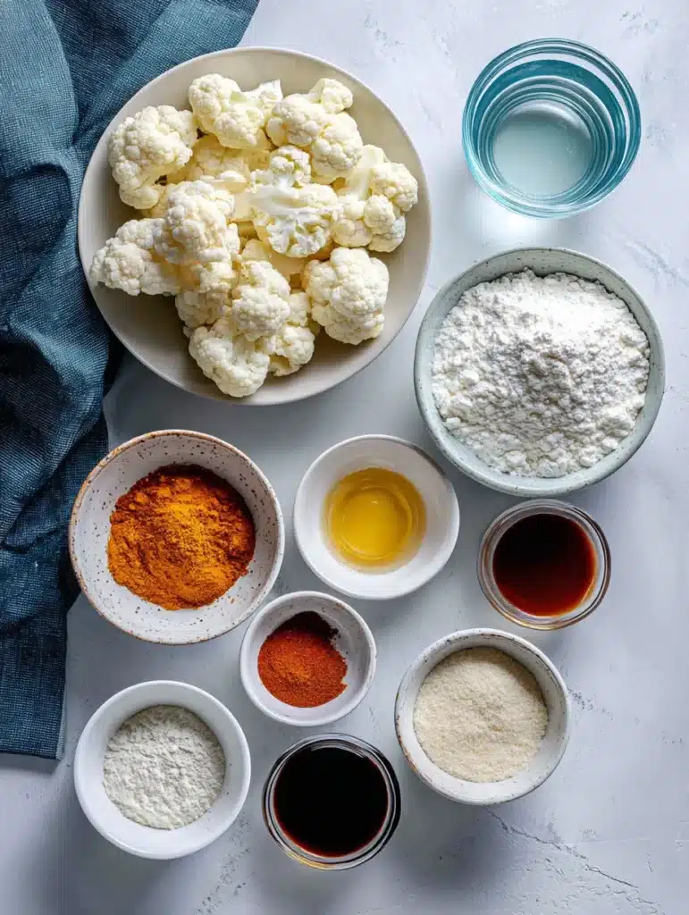 Ingredients for air fryer buffalo cauliflower