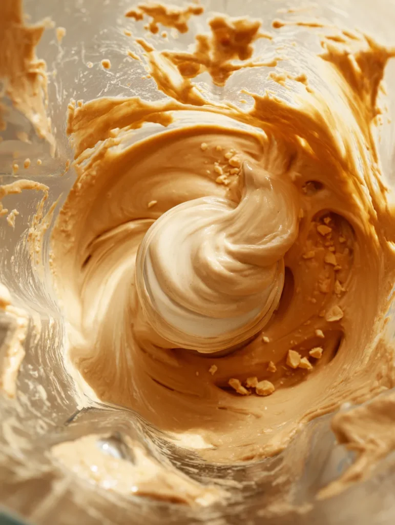 Blending cottage cheese and peanut butter for mousse