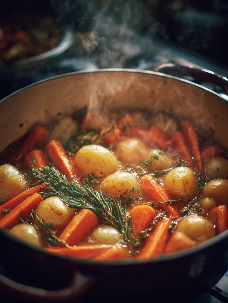 boiling carrots and potatoes for soup