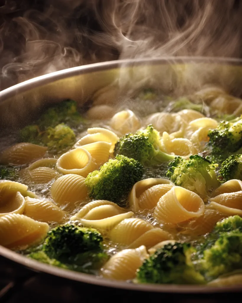Cooking pasta and broccoli together in one pot