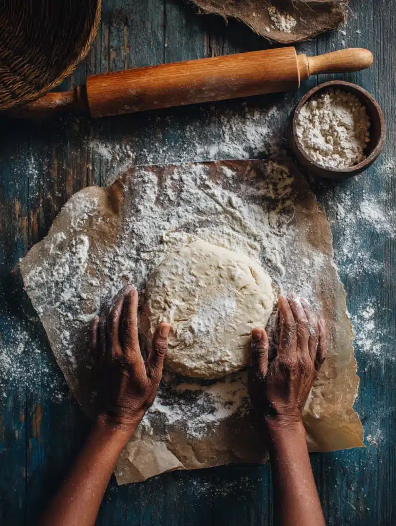 rolling out gluten free naan dough