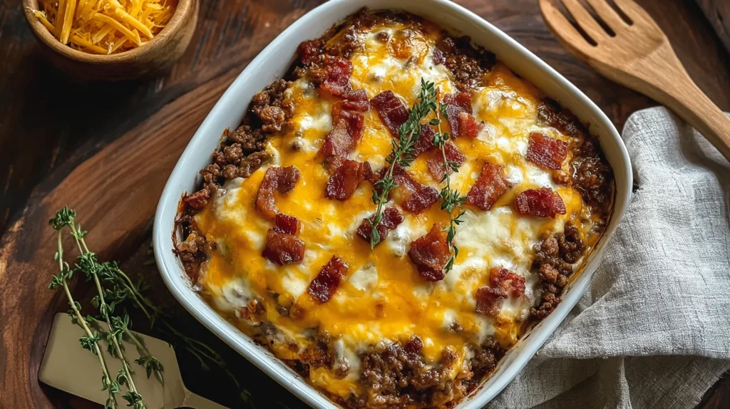 baked low-carb bacon cheeseburger casserole
