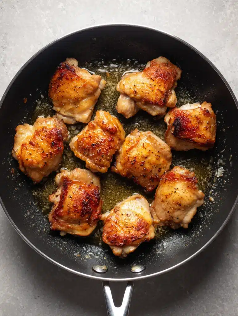Chicken browning in skillet