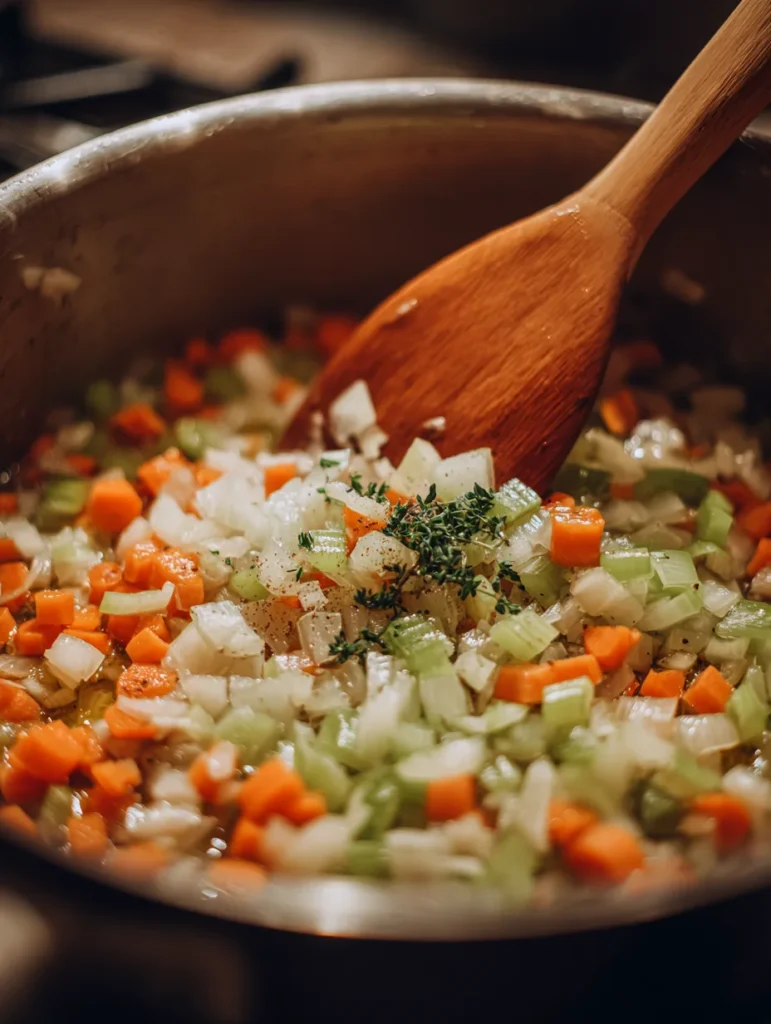 sautéing vegetables for carrot potato soup