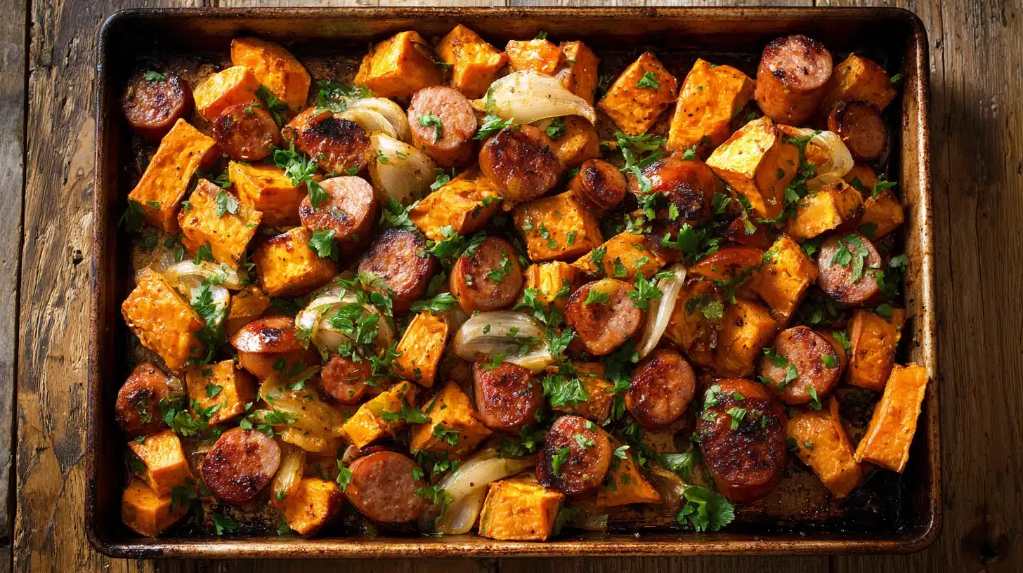 Honey Garlic Sausage Sweet Potatoes dinner