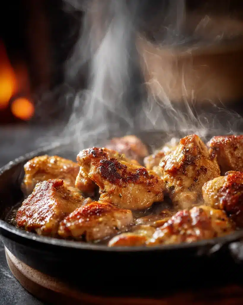 Sautéing chicken for Bang Bang Chicken Bowl