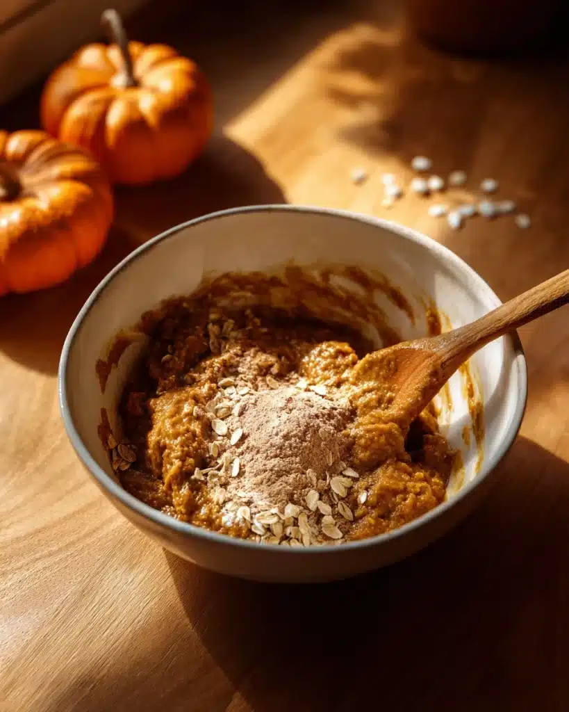 Mixing dough for Pumpkin Protein Balls